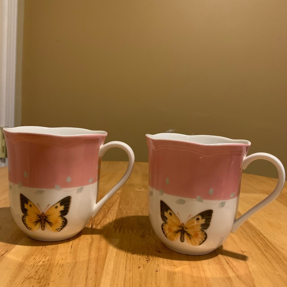 2 Lenox Butterflyy Meadows Coffee Cups
